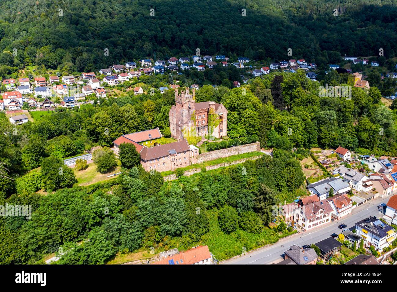 Deutschland, Baden-Württemberg, Neckarsteinach, Luftaufnahme von mittelburg Schloss Stockfoto