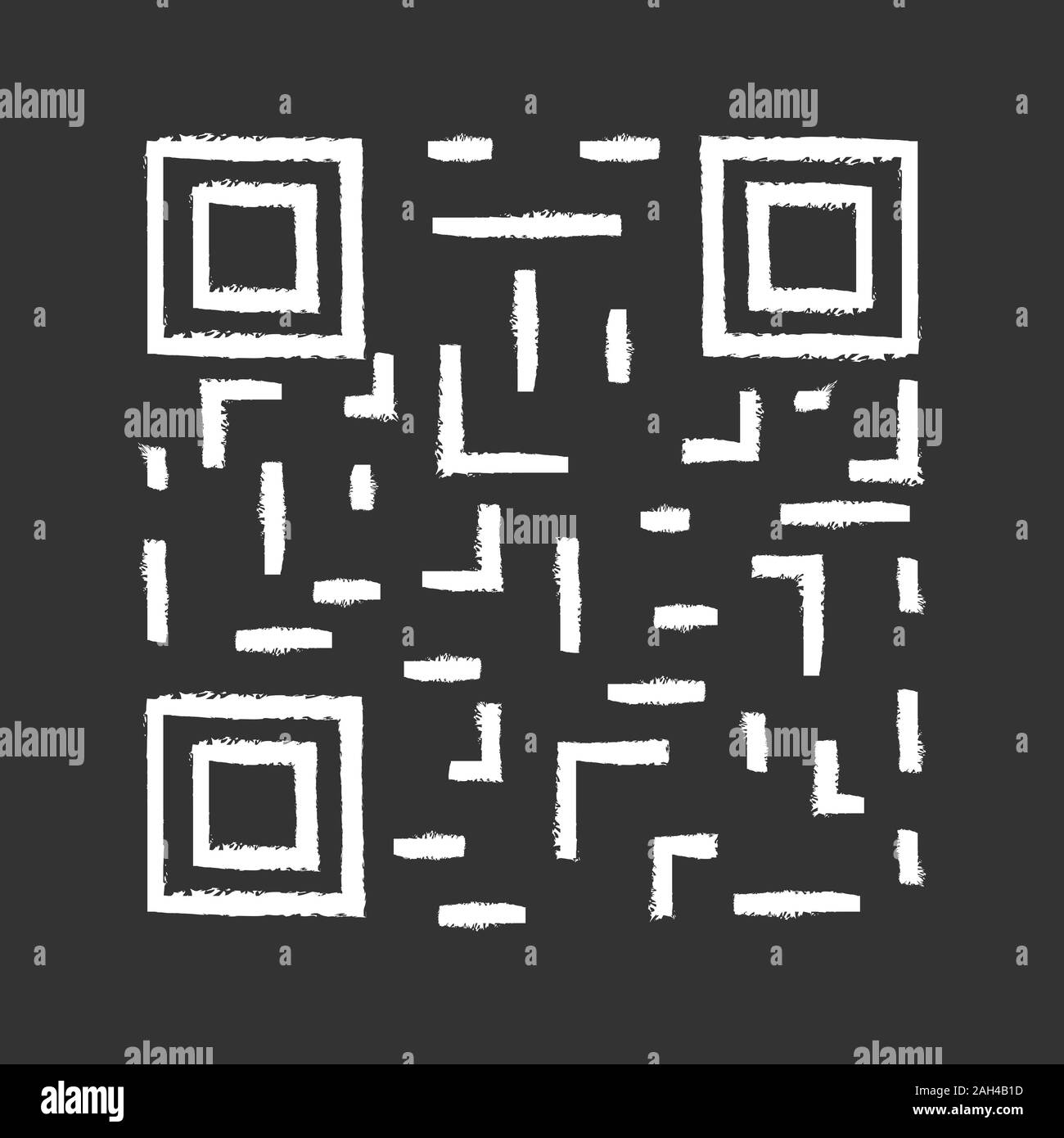 QR-Code chalk Symbol. Matrix Barcode Identifikation. 2D-Codes. Zweidimensionale Barcodes. Isolierte vektor Tafel Abbildung Stock Vektor
