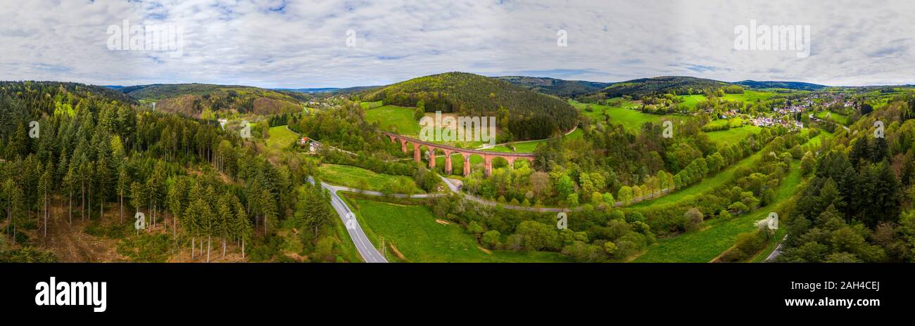 Deutschland, Hessen, Erbach, malerischen Panorama der Himbachel Tal Stockfoto