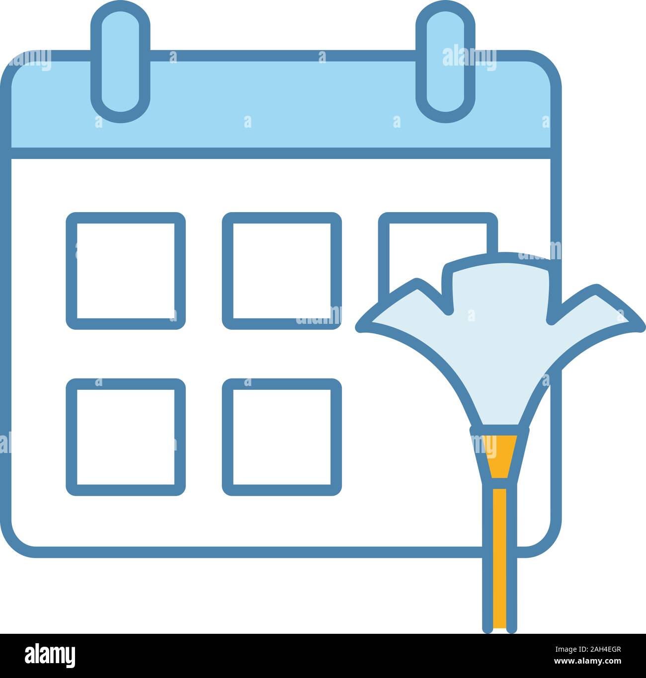 Reinigungsplan Farbe Symbol. Kalender mit Besen. Isolierte Vector 