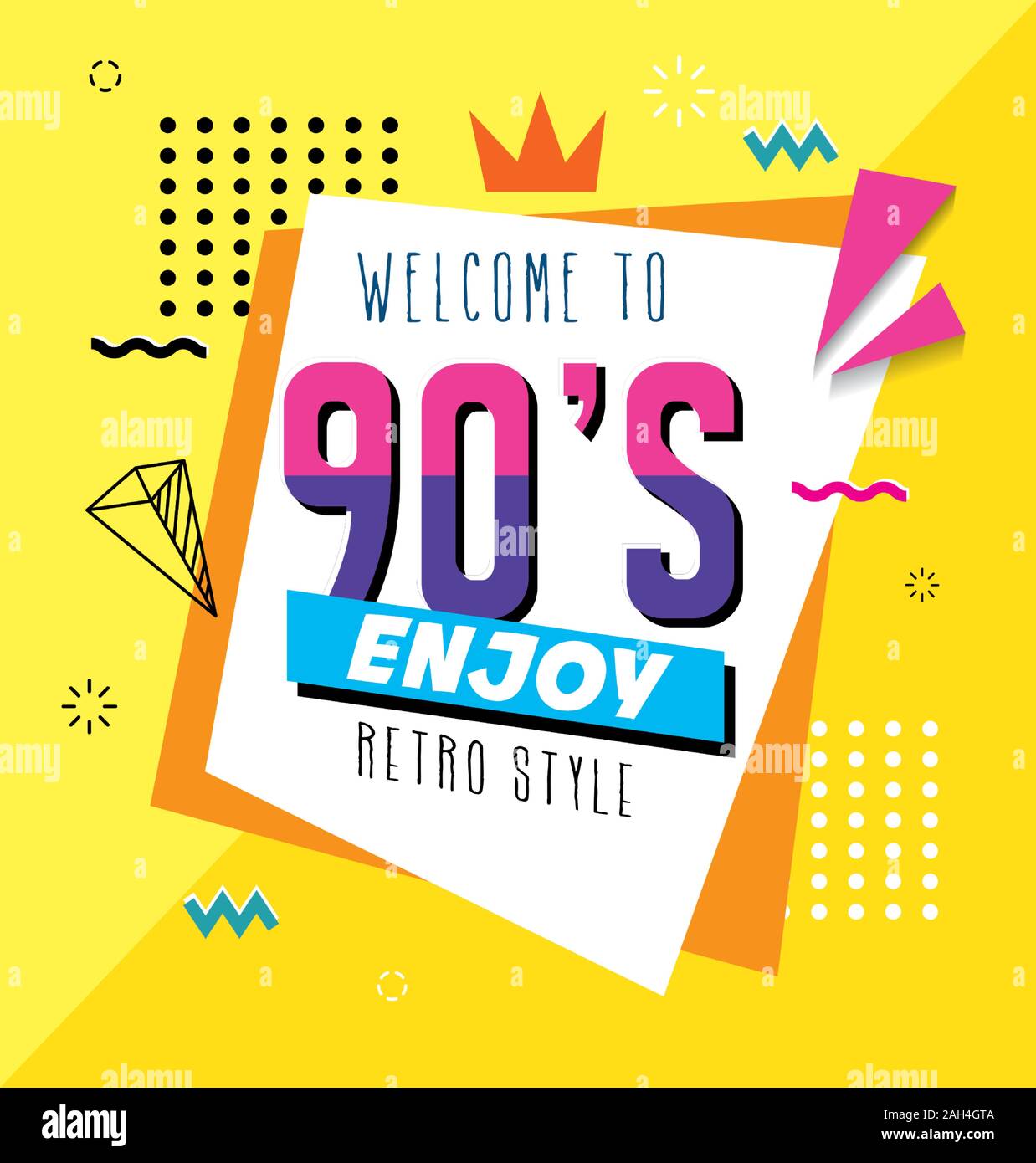 Poster von Willkommen im 90er Jahre Retro Stil Pop Art genießen  Stock-Vektorgrafik - Alamy