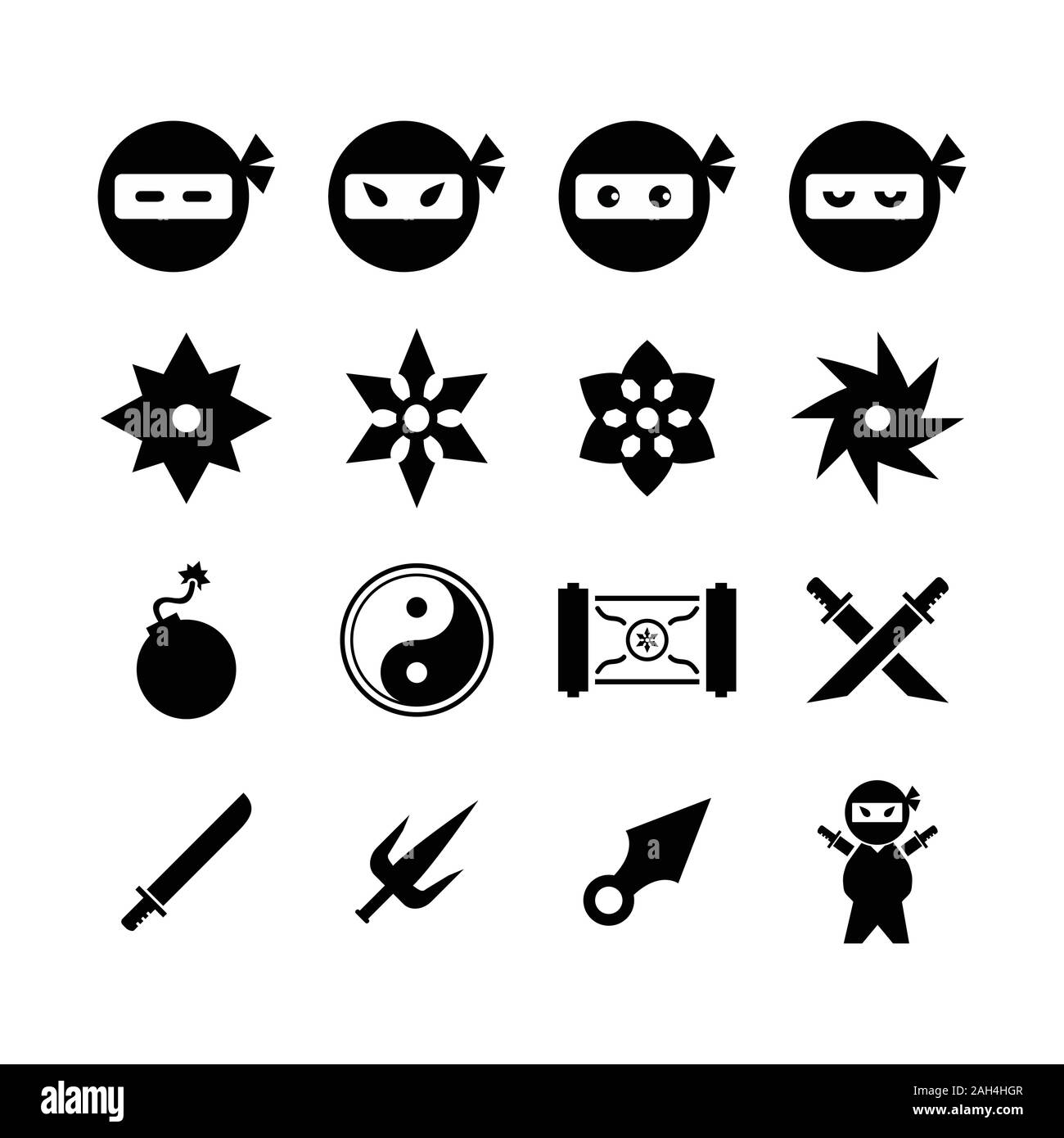 Ninja Icon Set Design Stock Vektor