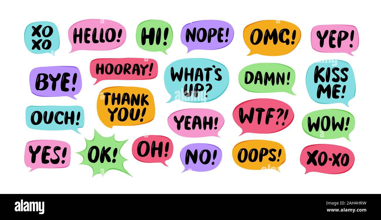 Satz von comic Sprechblasen. Chat, Kommunikation Konzept. Vector Illustration Stock Vektor