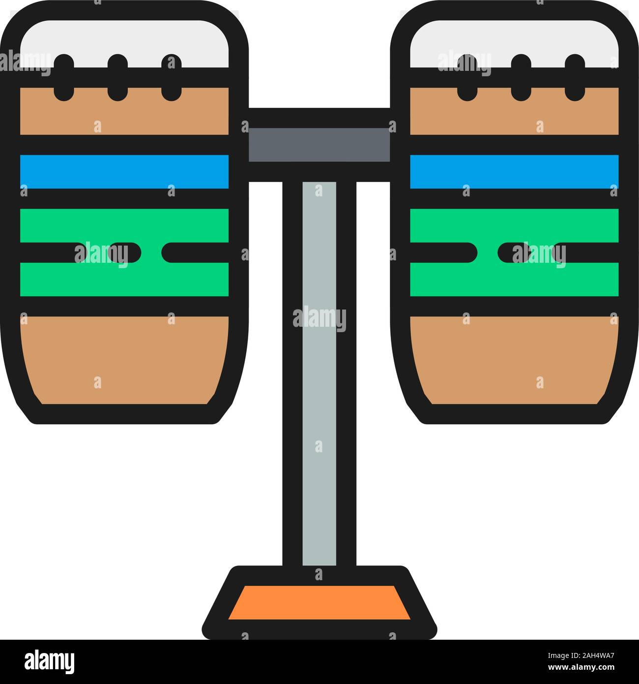 Brasilianische Drums, Percussion, Musical instrument Flachbild Color Line Symbol. Stock Vektor