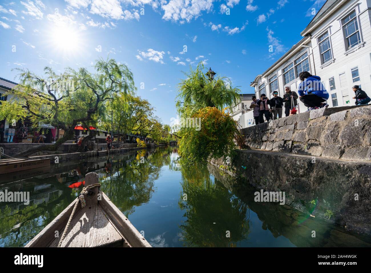 Kurashiki Bikan Historischen Altstadt von Kurashiki Fluss Kreuzfahrt Schiff, Kurashiki City, Okayama Präfektur, Japan Stockfoto