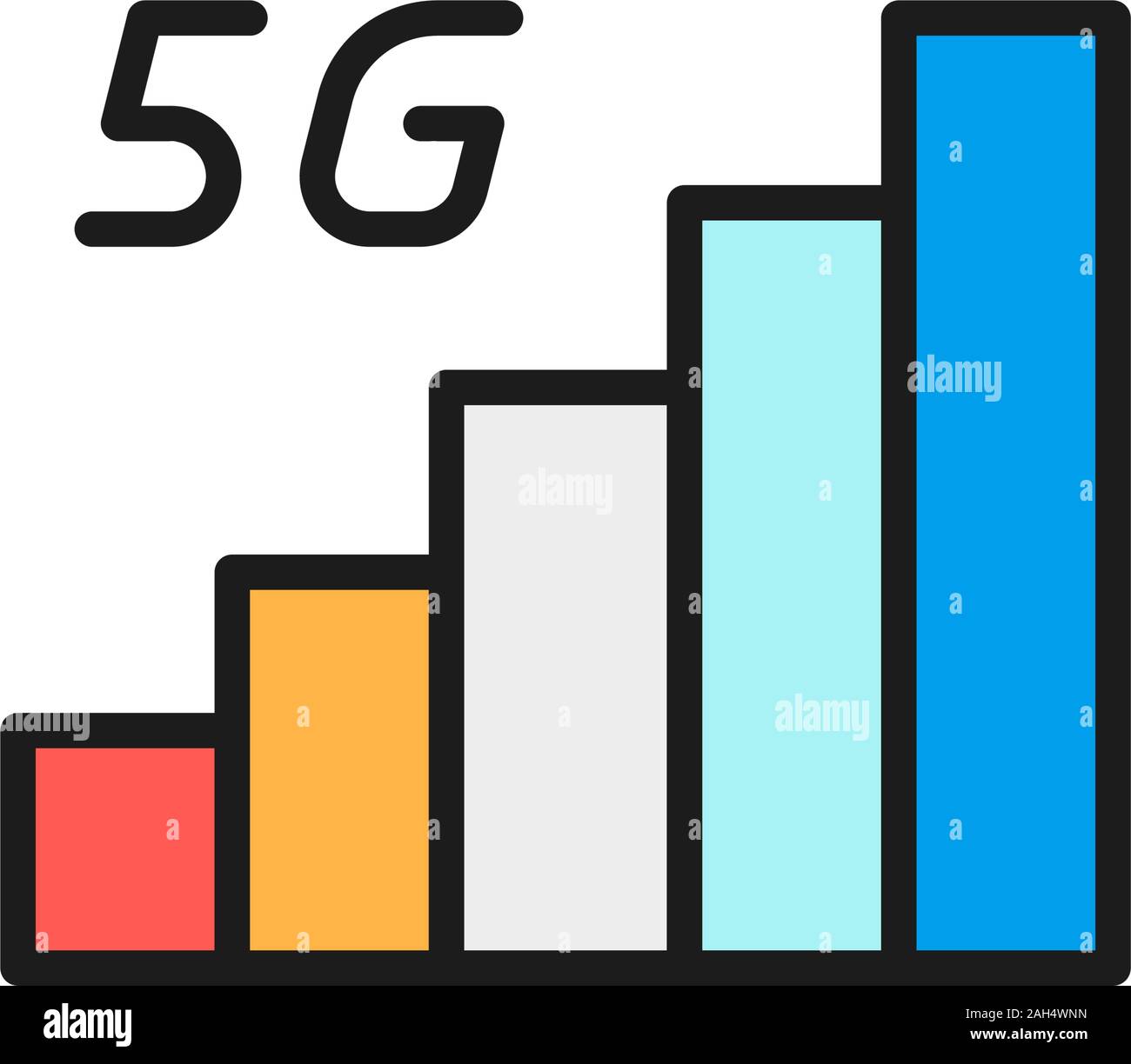 Vektor 5 G-signal Flachbild Color Line Symbol. Auf weissem Hintergrund Stock Vektor