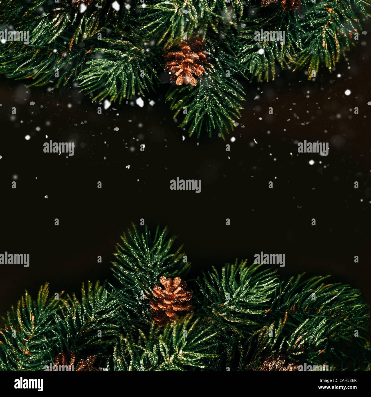 Weihnachten und Neujahr Urlaub Hintergrund. Weihnachten Grußkarte. Goldene Weihnachten Dekoration. Noel. Ansicht von oben. Flach. Stockfoto