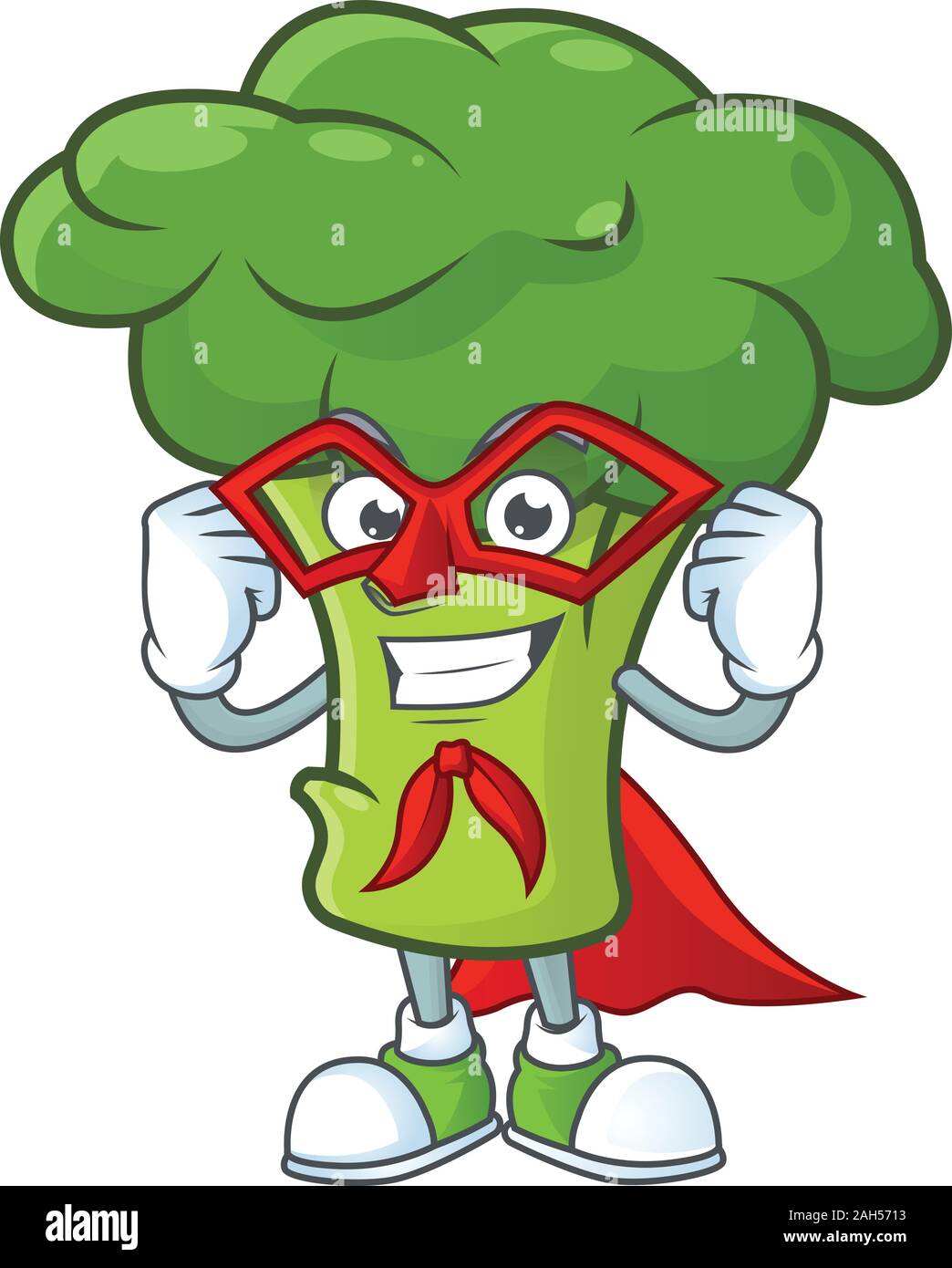 Eine Karikatur des grünen Brokkoli mit Super Hero Kostüm Stock-Vektorgrafik  - Alamy