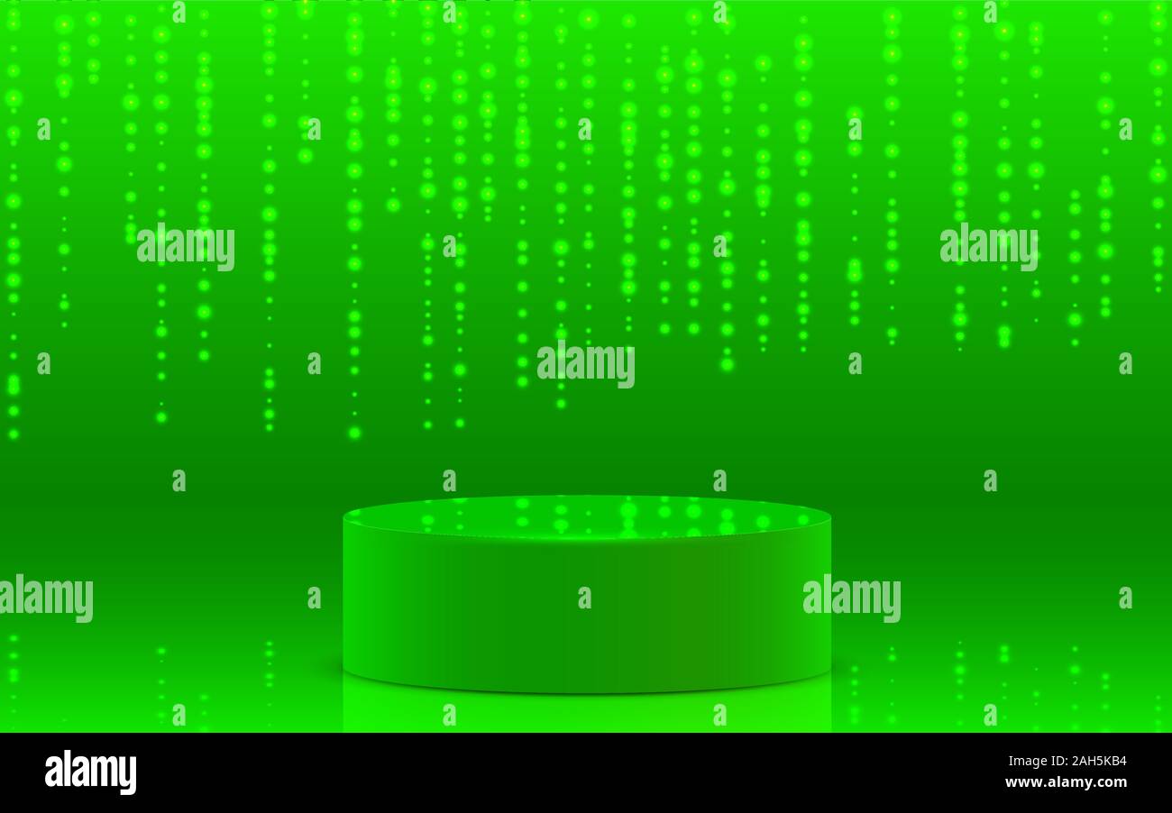 Grüne Podium und blauem Licht im Studio Zimmer Stock Vektor