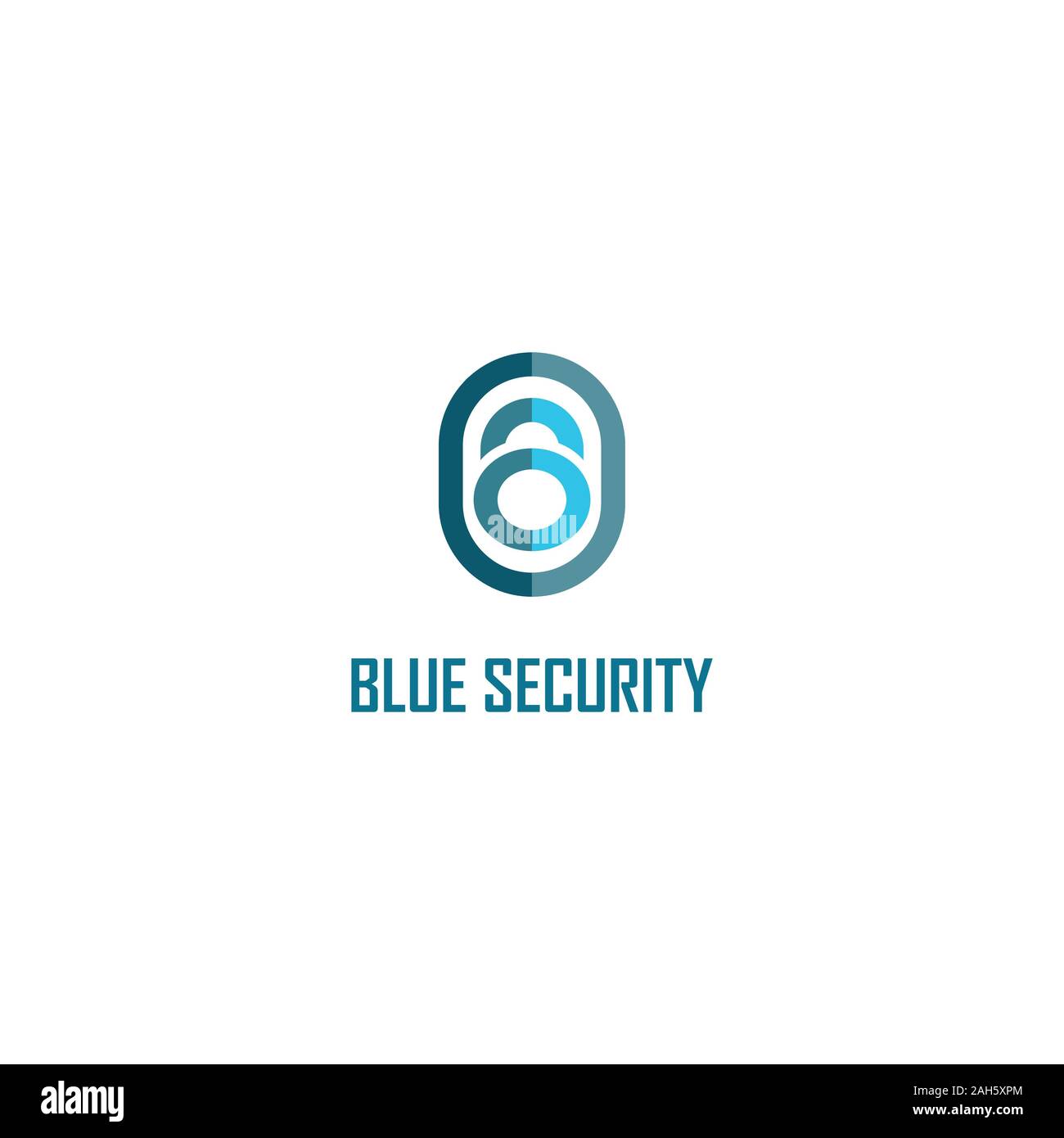 Blue Security Logo Design Vorlage, Vorhängeschloss Logo Konzept, Datenschutz, abgerundete Form, Vektor-EPS 10. Stock Vektor