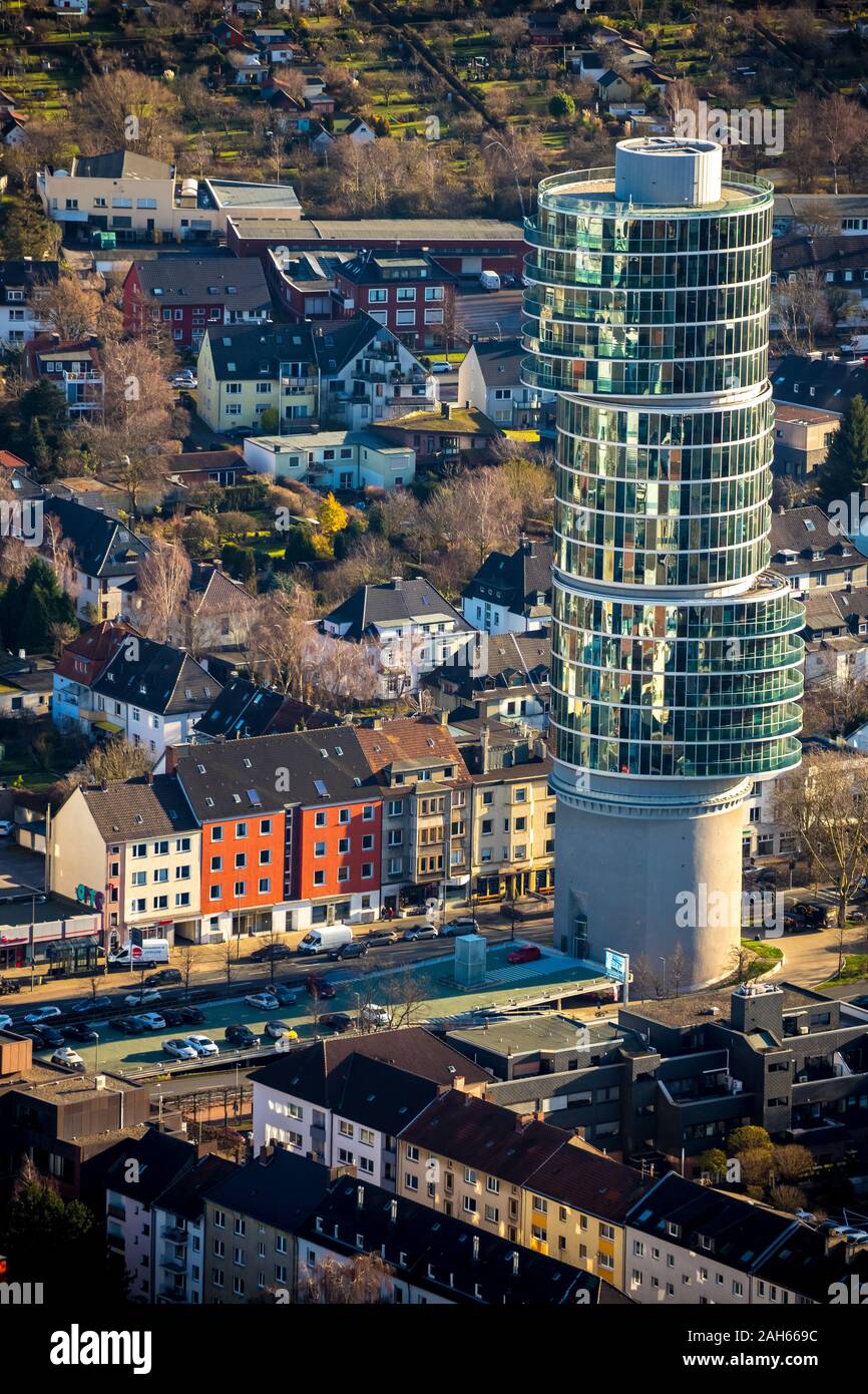 Luftbild, Excenterhaus ist ein Office Tower auf der Universitätsstraße in Bochum, Bochum, Ruhrgebiet, Nordrhein-Westfalen, Deutschland, DE, Europa, Vögel - e Stockfoto