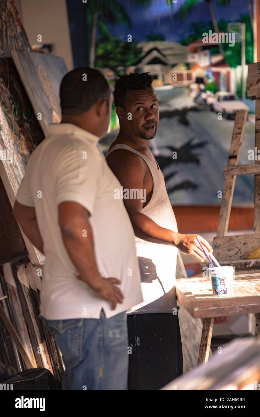 Dominikanische Maler in Bayahibe Stockfoto