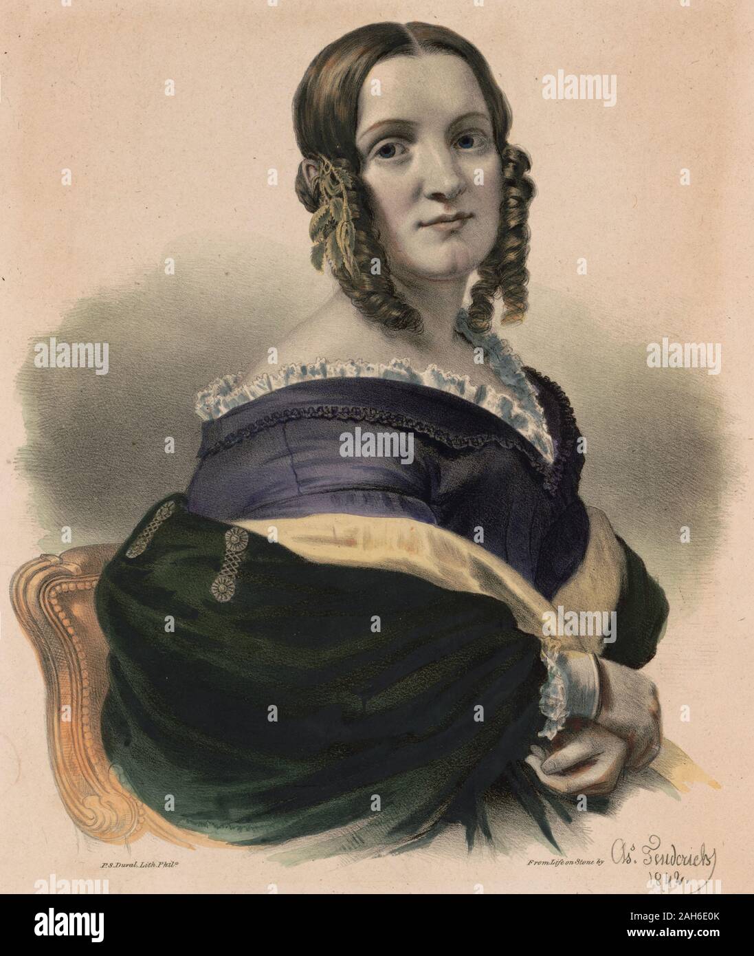 Drucken zeigt Angelica Van Buren, Brustbild, Sitz, nach vorne, ca. 1844 Stockfoto