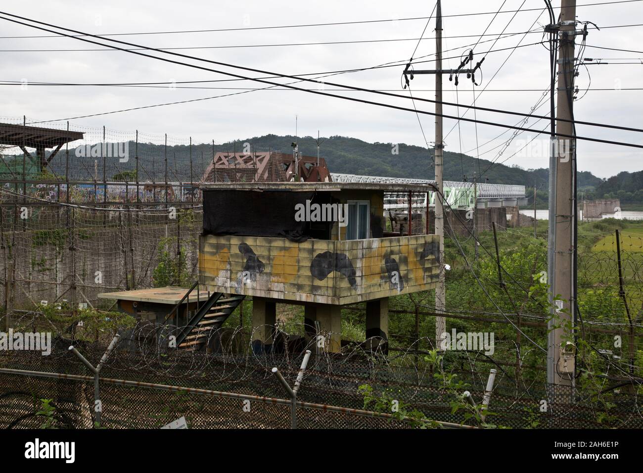 Aussicht auf die Brücke ohne Wiederkehr, Koreanisch DMZ Stockfoto