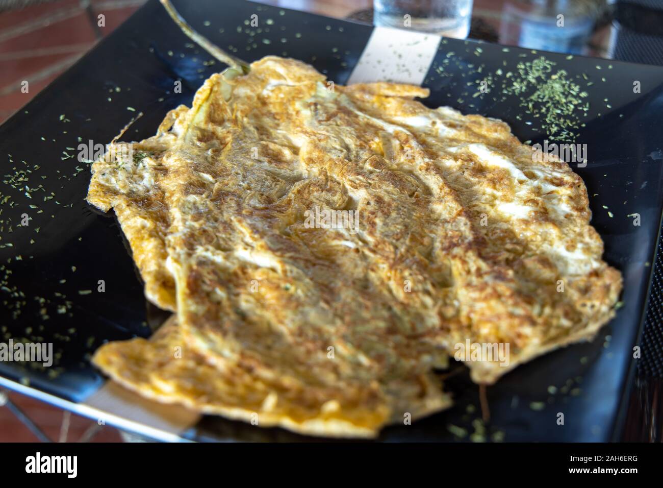 Filipino style Aubergine Omelett - Tortang Talong, Philippinen Stockfoto