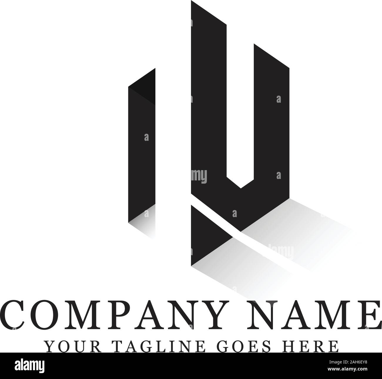 N v Logo Designs mit negativen Raum Vektor Stock Vektor