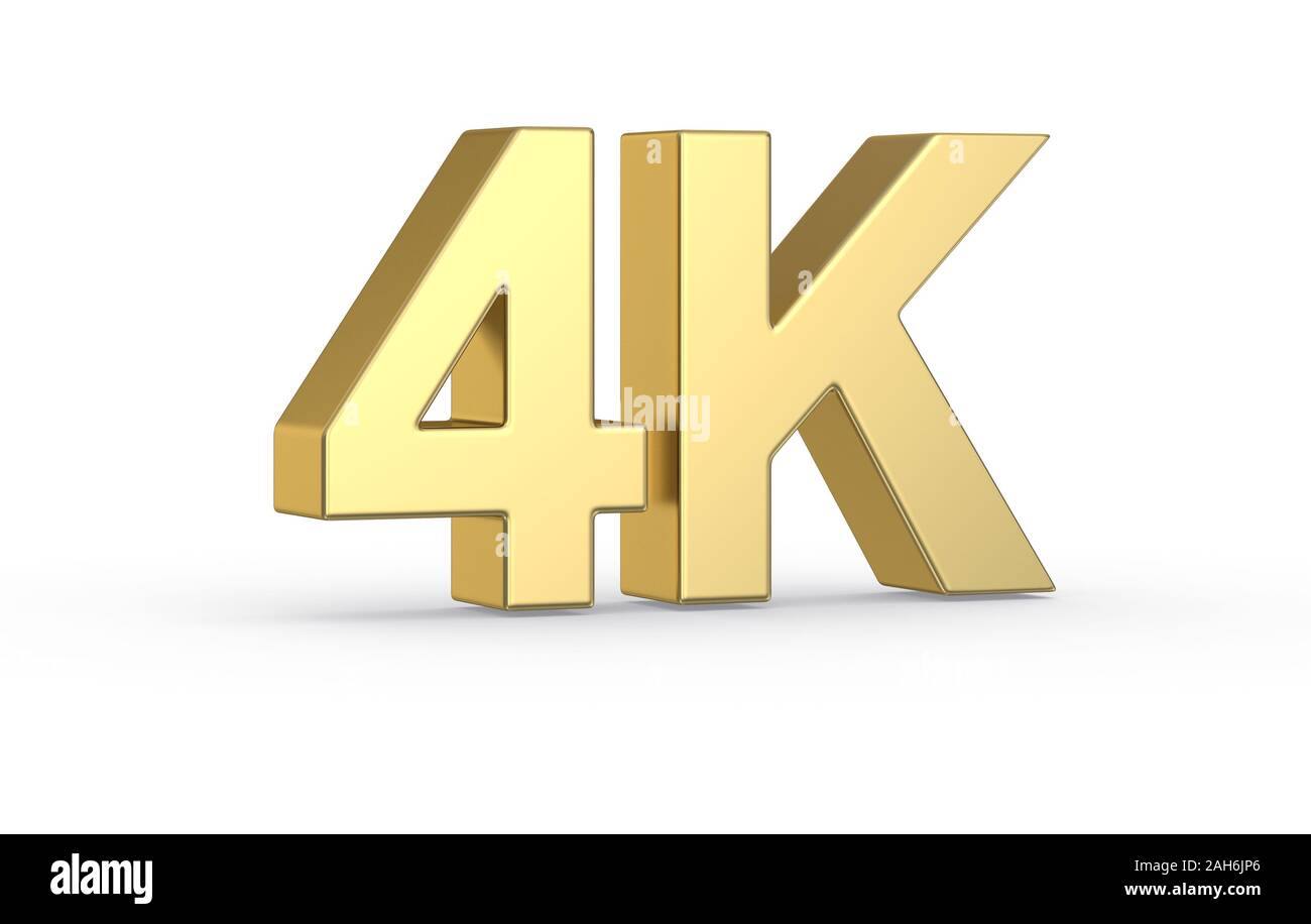 Golden 3 D4K Symbol mit Freistellungspfad isoliert Stockfoto