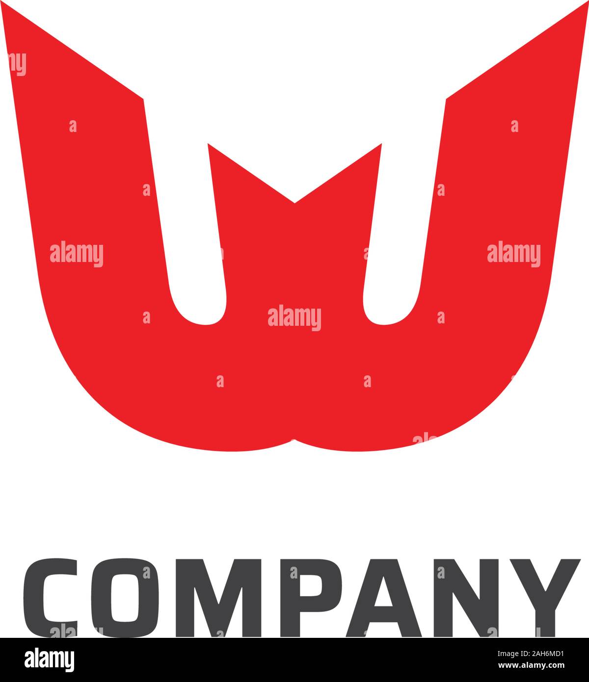 Buchstabe W Alphabetische Company Logo Design Template, Lettermark Logo Konzept, scharfe Schrift, Abdschad, Erste, einfache Logo, Rot, Vektor-EPS 10. Stock Vektor