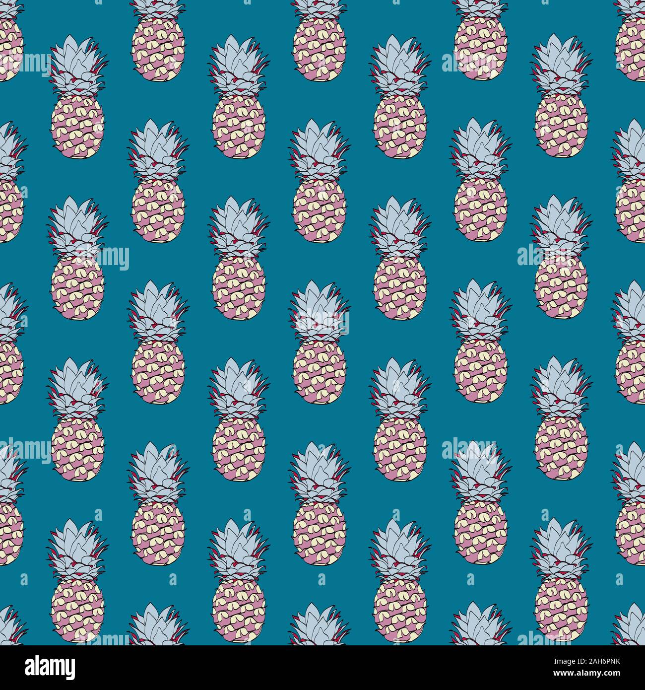 Tinte Ananas color vector Muster auf Grün Stock Vektor