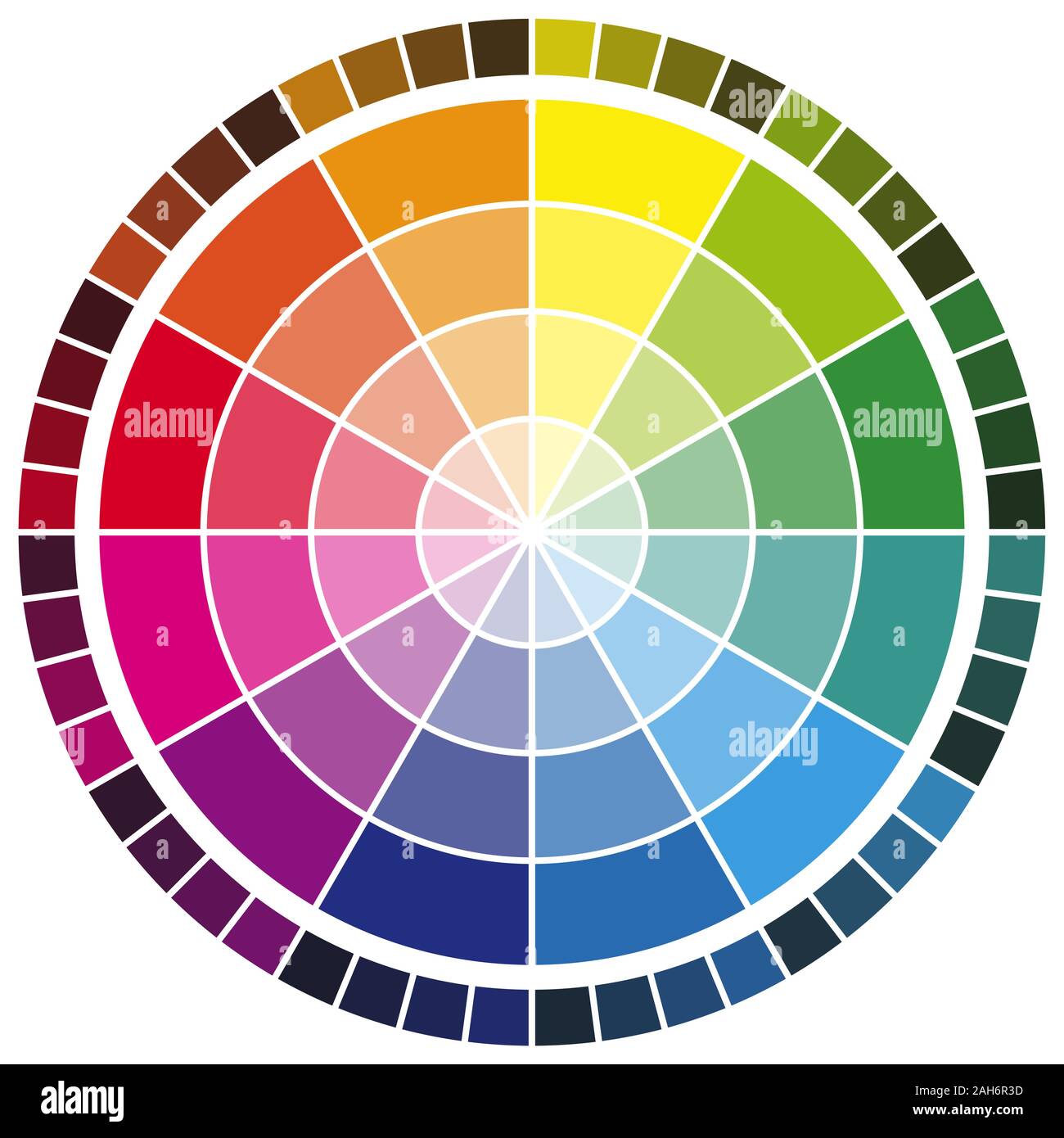 Vector Illustration von Drucken Farbrad mit 12 Farben in Abstufungen. Stock Vektor