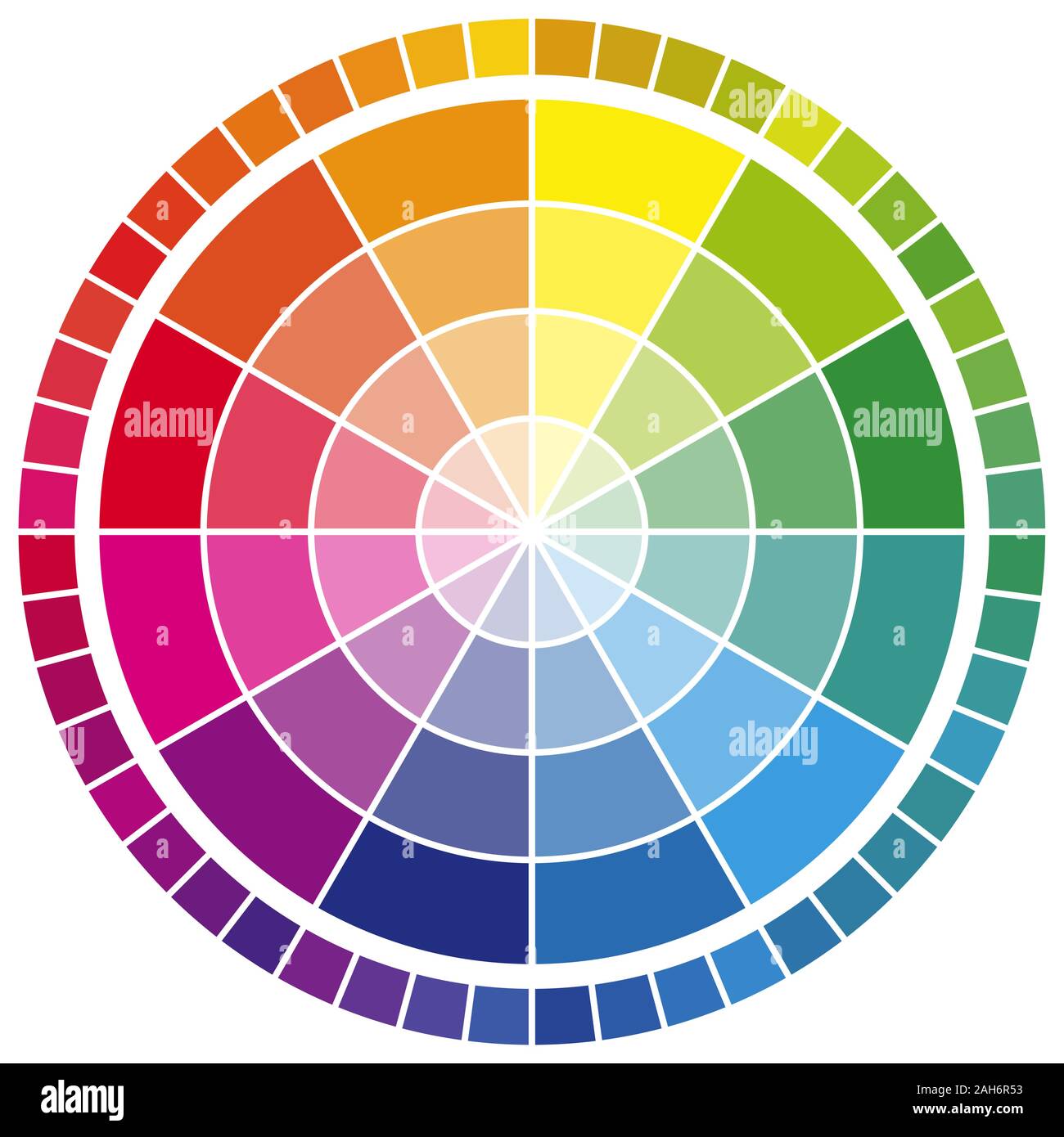 Vector Illustration von Drucken Farbrad mit 12 Farben in Abstufungen. Stock Vektor