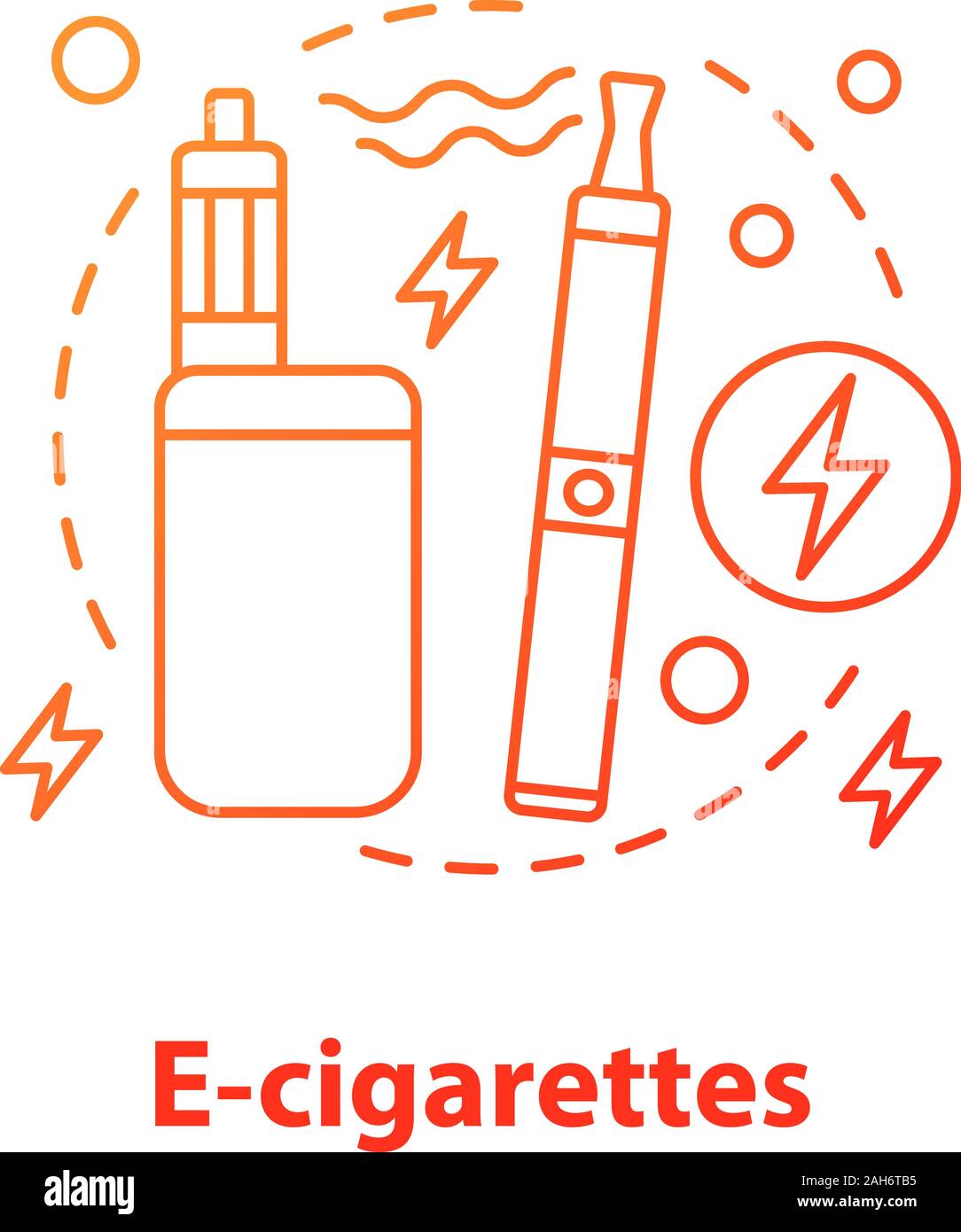 E-Zigaretten Konzept Symbol. Vape pen und Box mod. Alternative rauchen Idee dünne Linie Abbildung. Elektronische Zigaretten. Vektor isoliert Umrisse drawi Stock Vektor