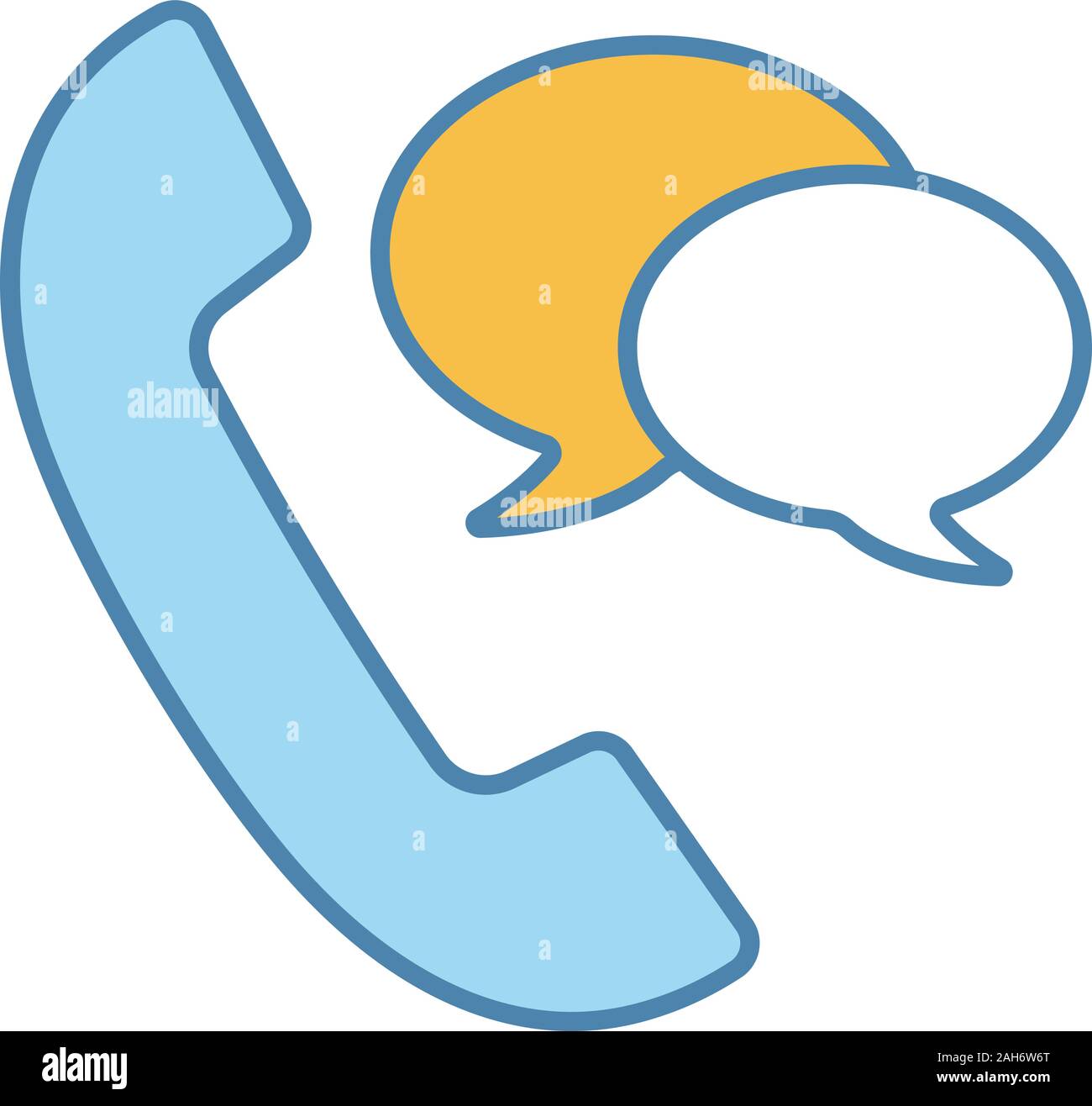 Telefon sprechen Farbe Symbol. Festnetz Kommunikation. Kundenservice. Infocenter. Hörer mit Sprechblasen. Isolierte Vector Illustration Stock Vektor