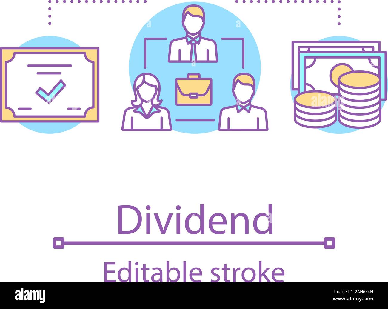 Dividende Konzept Symbol. Der Verwaltungsrat Idee dünne Linie Abbildung. Investoren, Partner. Corporation. Joint Stock Company. Vektor isoliert Umrisse Stock Vektor