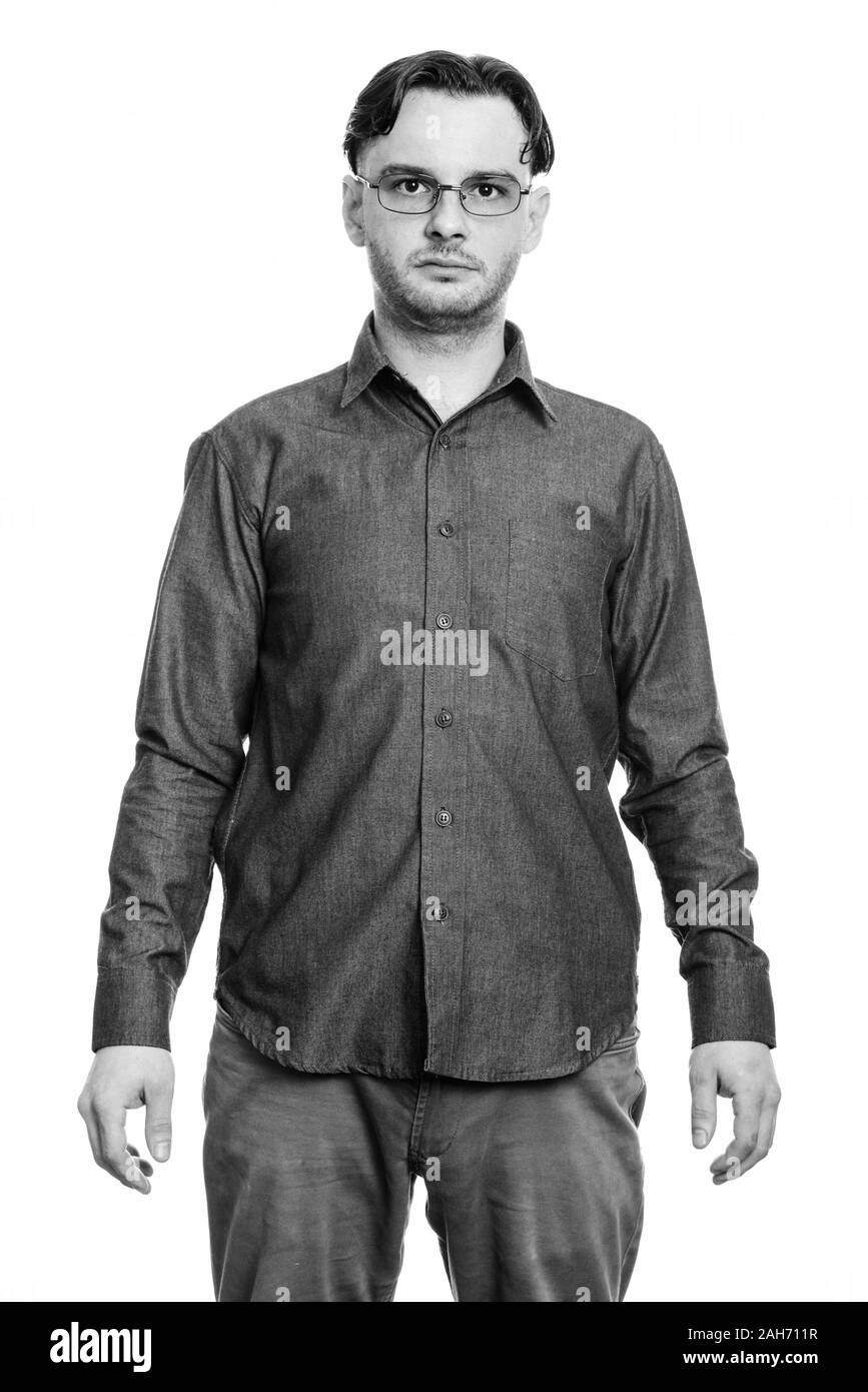 Studio shot der formalen junge Mann Brille tragen Stockfoto