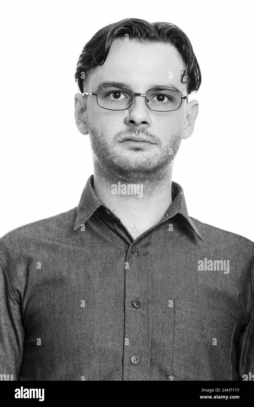 Nahaufnahme des formalen junger Mann Brille tragen Stockfoto