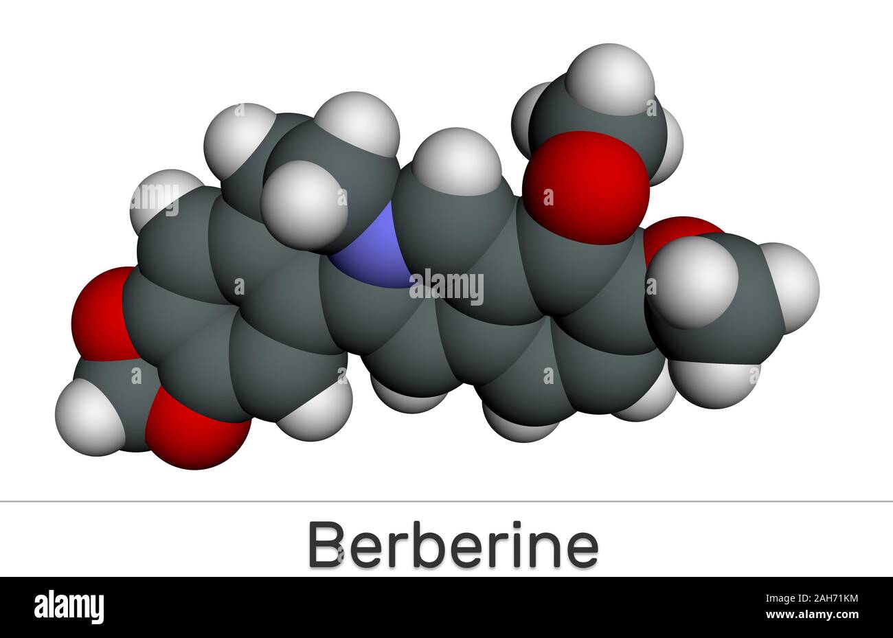 Berberin C 20 H 18 NO 4, pflanzliche Alkaloide Molekül. Molekulare Modell. 3D-Rendering Stockfoto