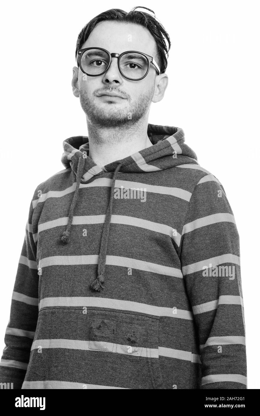 Studio shot des jungen Mannes Brillen tragen Stockfoto