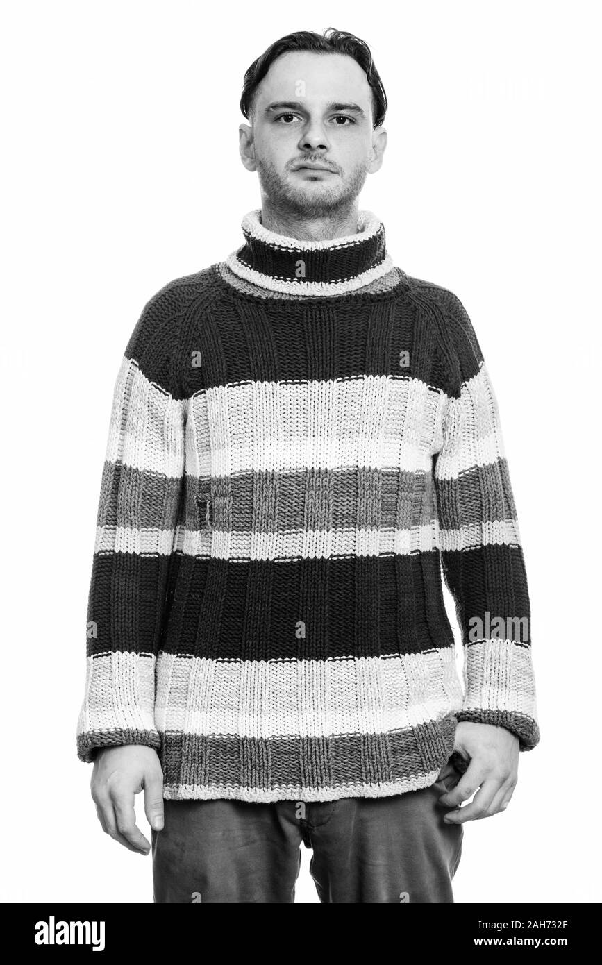 Studio shot junger Mann in Schwarz und Weiß Stockfoto