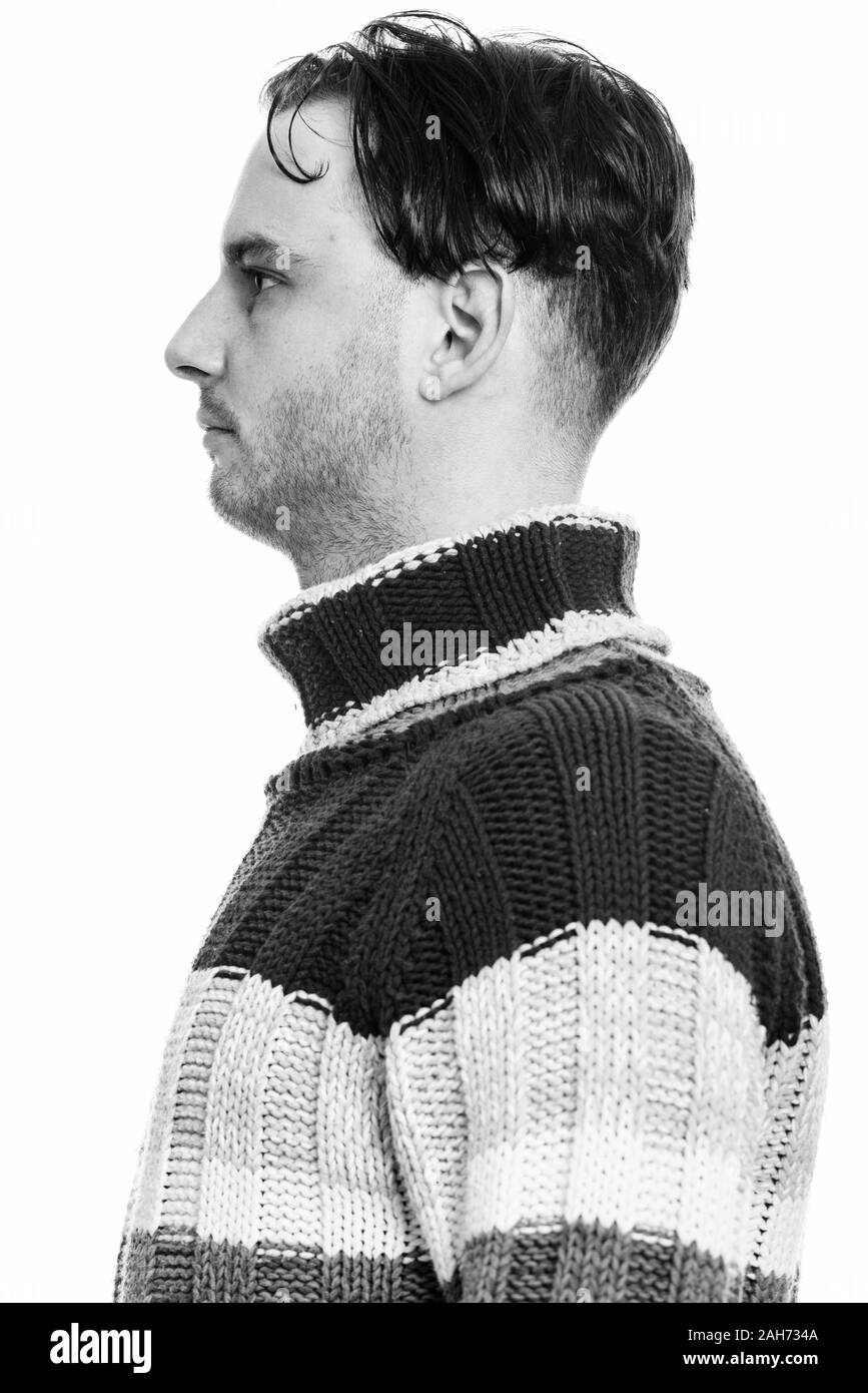 Close up Profil anzeigen Der junge Mann Stockfoto