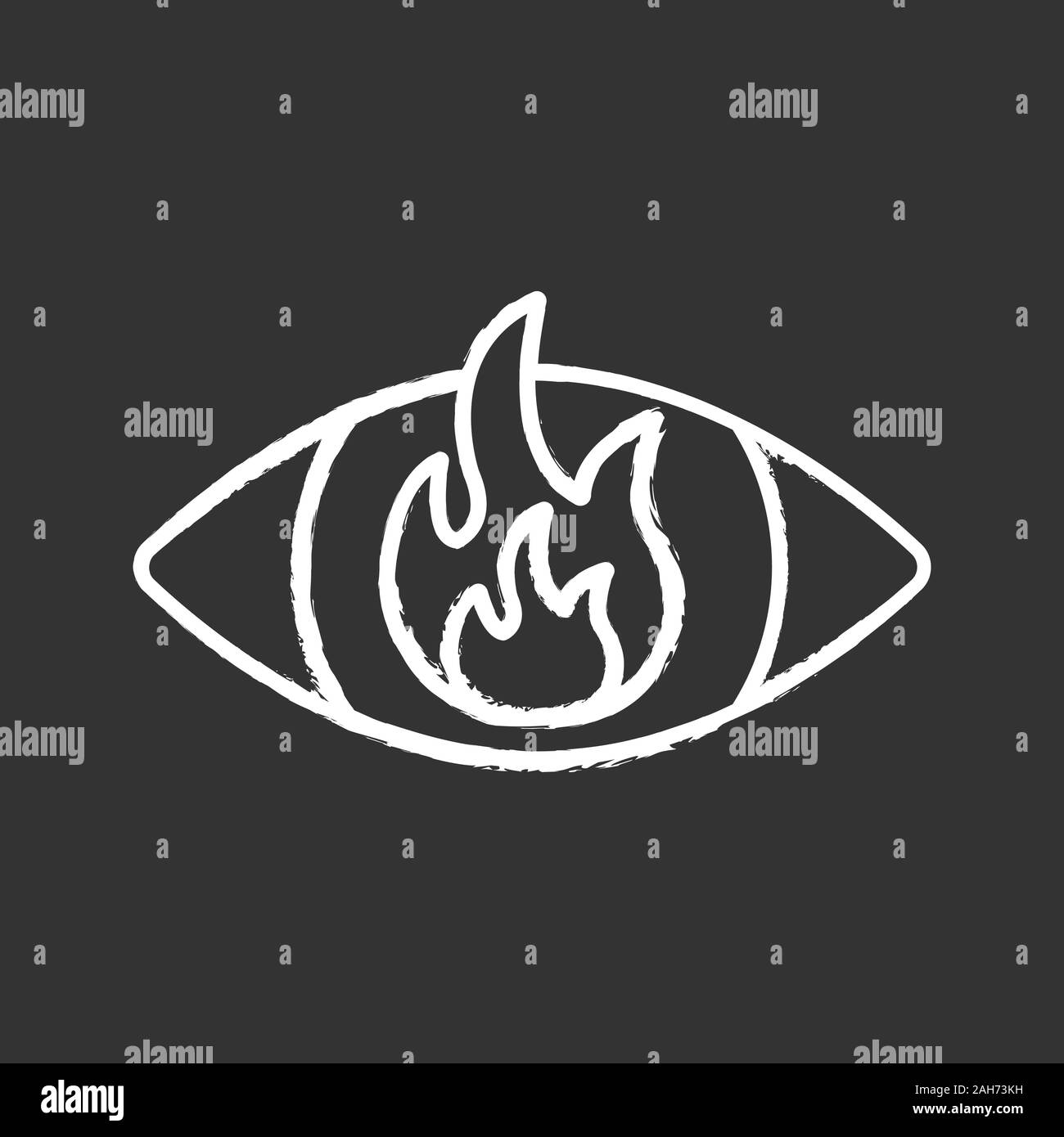 Zorn chalk Symbole. Feuer im Auge. Verärgerte Person. Aggression. Brennen von Iris. Isolierte vektor Tafel Abbildung Stock Vektor