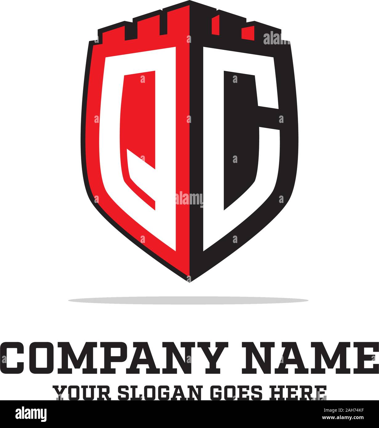 Q C erste Logo Designs, Shield Logo Vorlage, Schreiben logo Inspirationen Stock Vektor