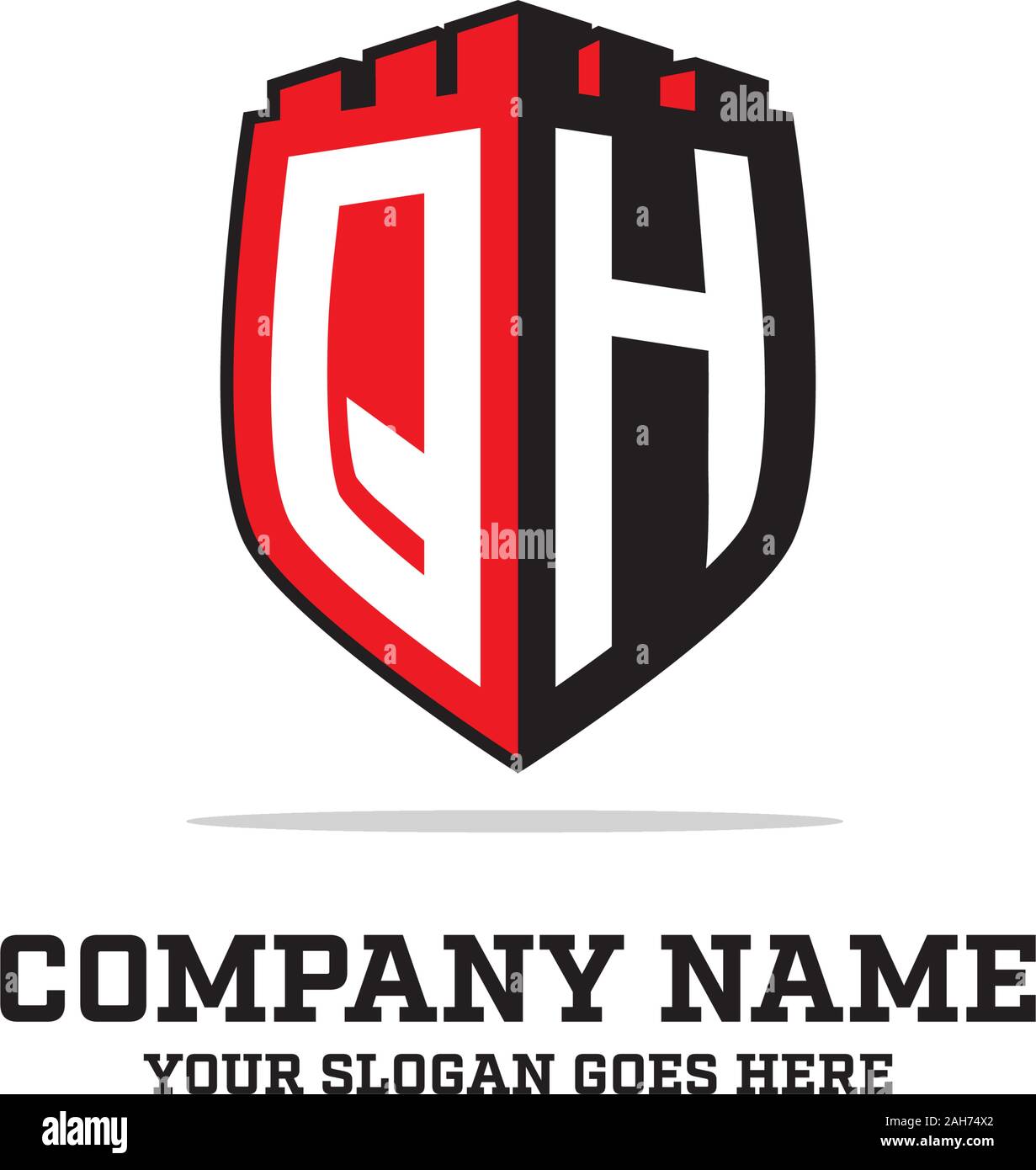 Q H erste Logo Designs, Shield Logo Vorlage, Schreiben logo Inspirationen Stock Vektor