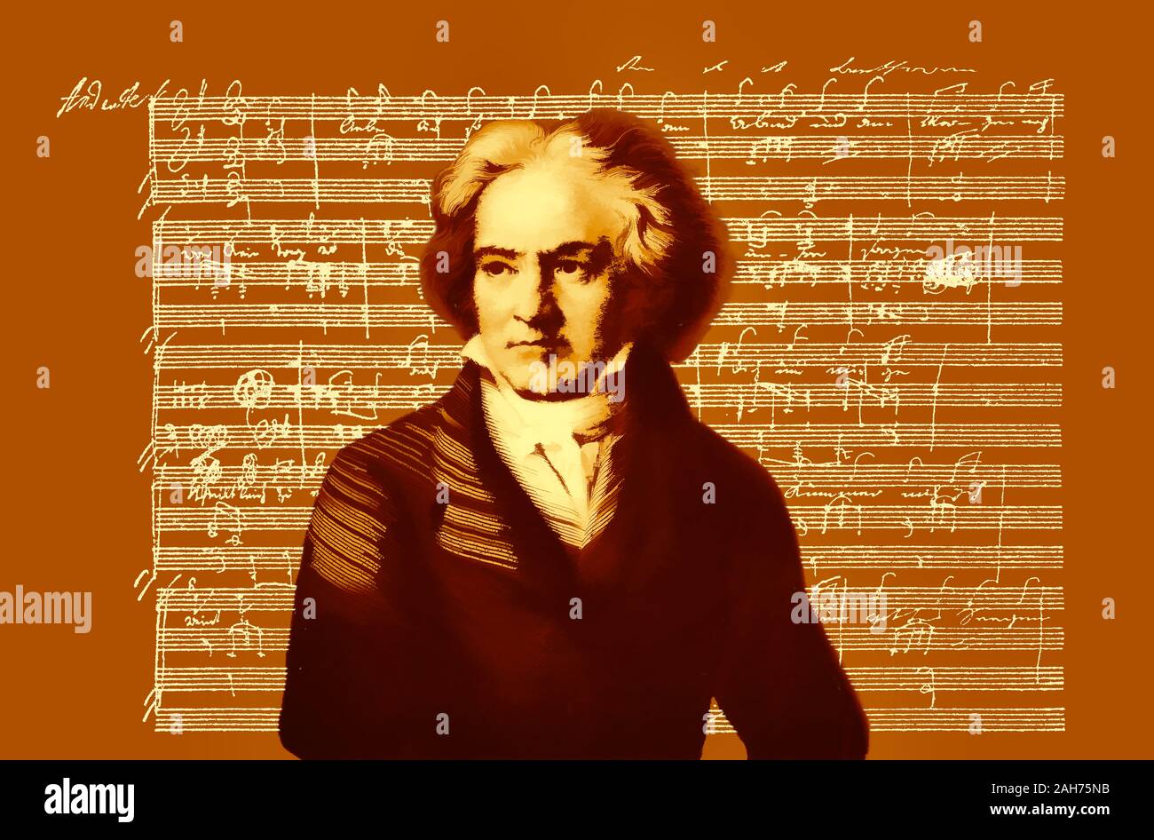 Handschriftliche Notenschrift, love song, zärtliche Liebe, 1795, Ludwig van Beethoven, 1770-1827, Deutscher Komponist Stockfoto