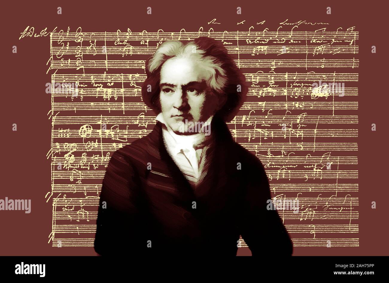 Handschriftliche Notenschrift, love song, zärtliche Liebe, 1795, Ludwig van Beethoven, 1770-1827, Deutscher Komponist Stockfoto