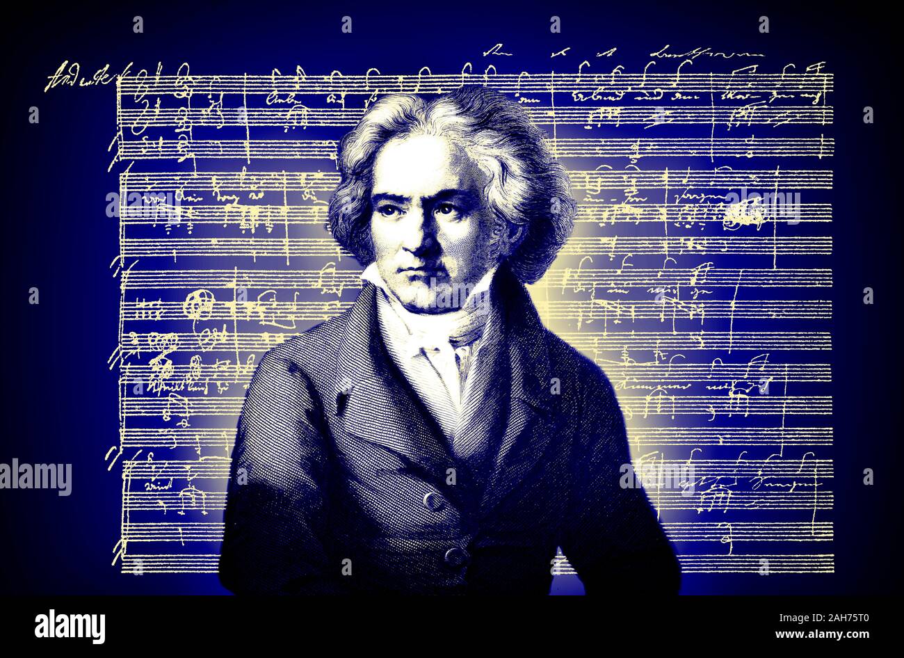 Handschriftliche Notenschrift, love song, zärtliche Liebe, 1795, Ludwig van Beethoven, 1770-1827, Deutscher Komponist Stockfoto