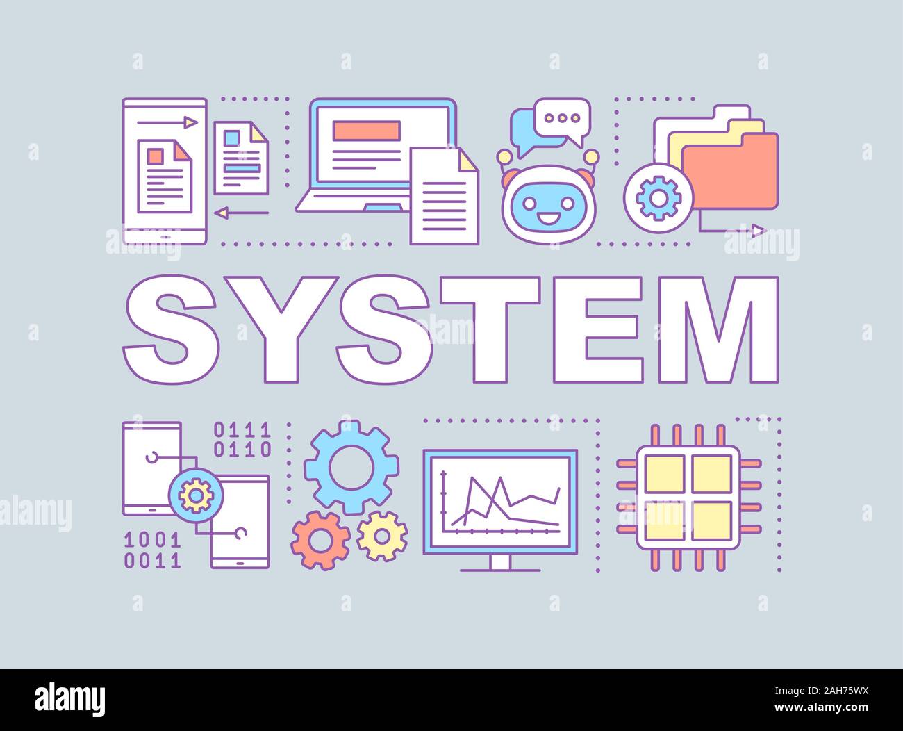 Computing Wort Konzepte Banner. PC-System. Große Daten. Hard- und Software. Programmierung. Präsentation, Website. Isolierte schrift Typografie Idee wit Stock Vektor