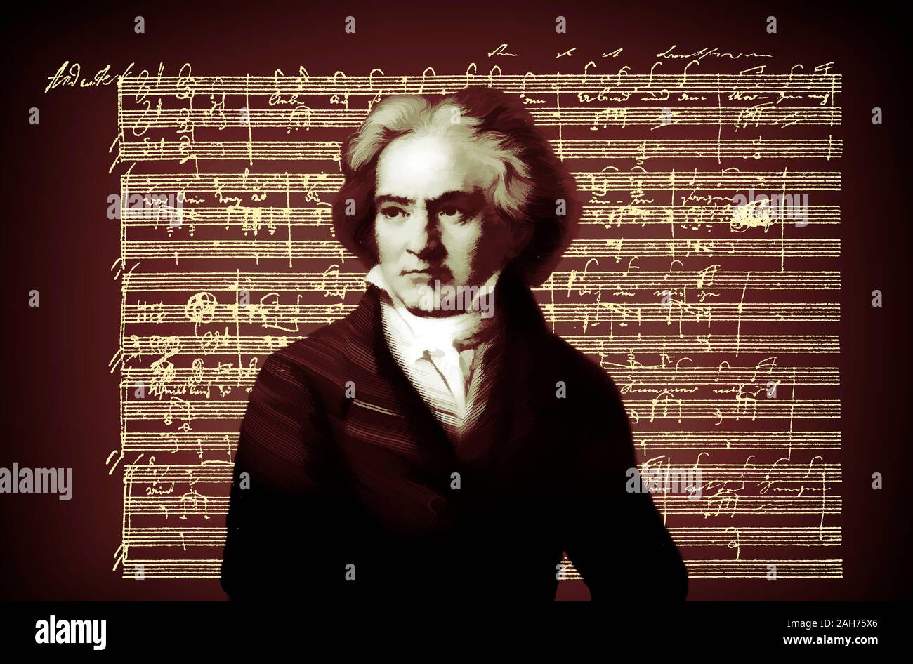Handschriftliche Notenschrift, love song, zärtliche Liebe, 1795, Ludwig van Beethoven, 1770-1827, Deutscher Komponist Stockfoto