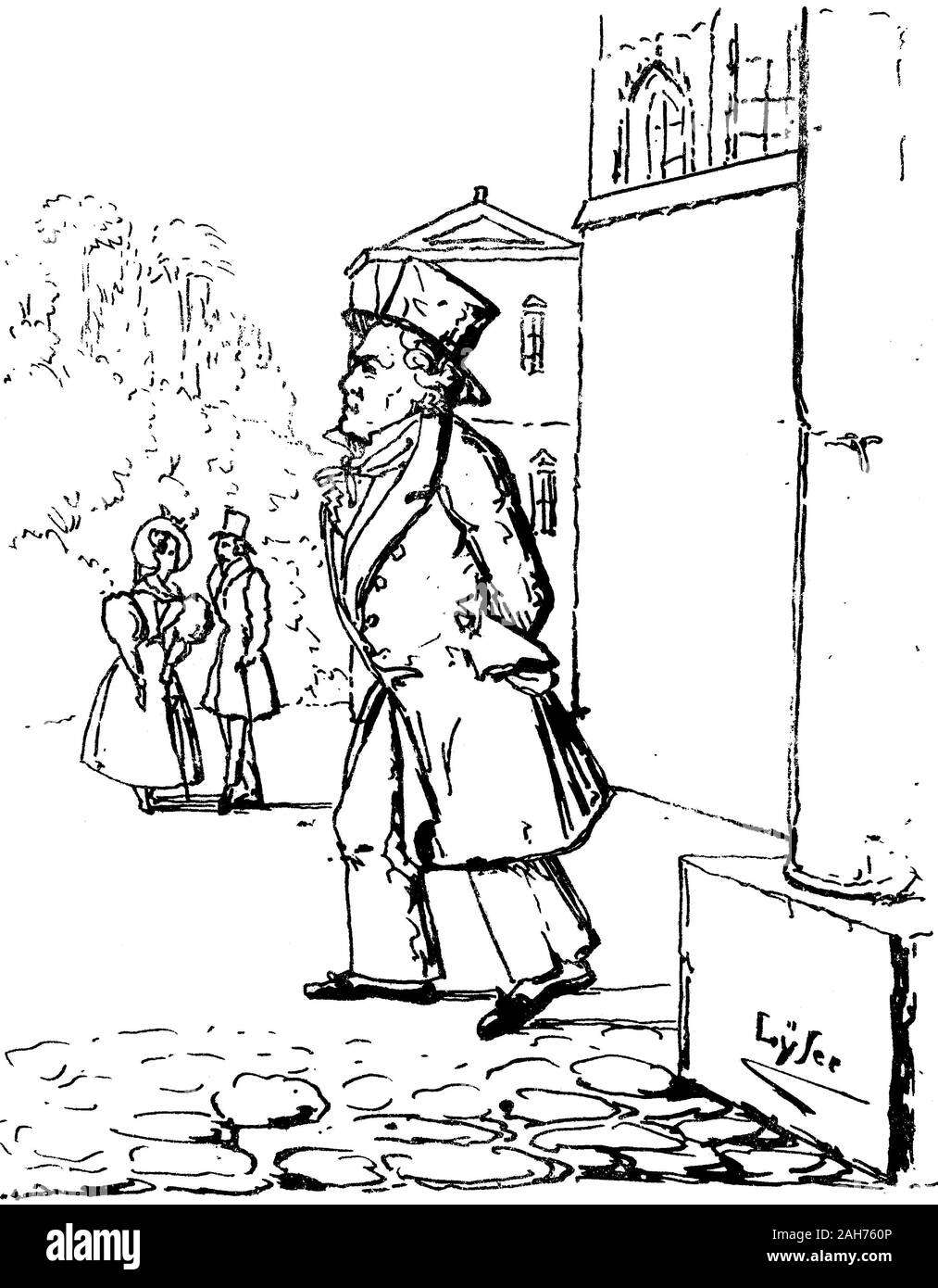 Karikatur von J. S. Lyser, Beethoven in Wien, Ludwig van Beethoven, 1770-1827, Deutscher Komponist Stockfoto