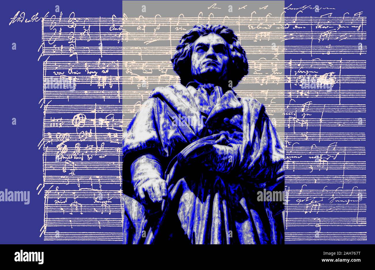 Handschriftliche musikalische Notation von Ludwig van Beethoven, love song, zärtliche Liebe, 1795, Beethoven Denkmal, Bonn, Deutschland, Stockfoto