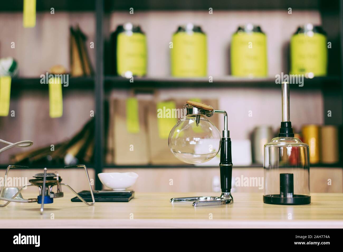 Glas Siphon für die Zubereitung von Tee und Kaffee Stockfoto