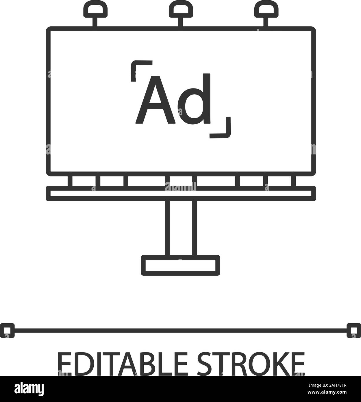 Für die Plakatwerbung lineare Symbol. Dünne Linie Abbildung. Big board. Außenwerbung. Large Format Printing. Kontur Symbol. Vektor isoliert outl Stock Vektor