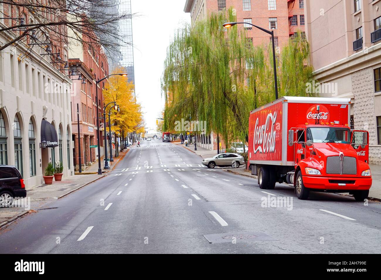 ATLANTA, GA, USA - Dezember 04: Die Welt von Coca-Cola am Pemberton Place ist ein Museum, das der Geschichte von Coca-Cola, einer weltberühmten Soft drink gewidmet Stockfoto