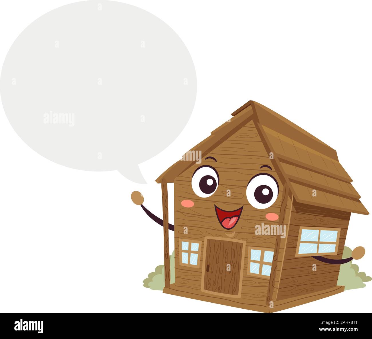 Abbildung: eine Kabine Maskottchen mit leeren Sprechblase Stockfoto