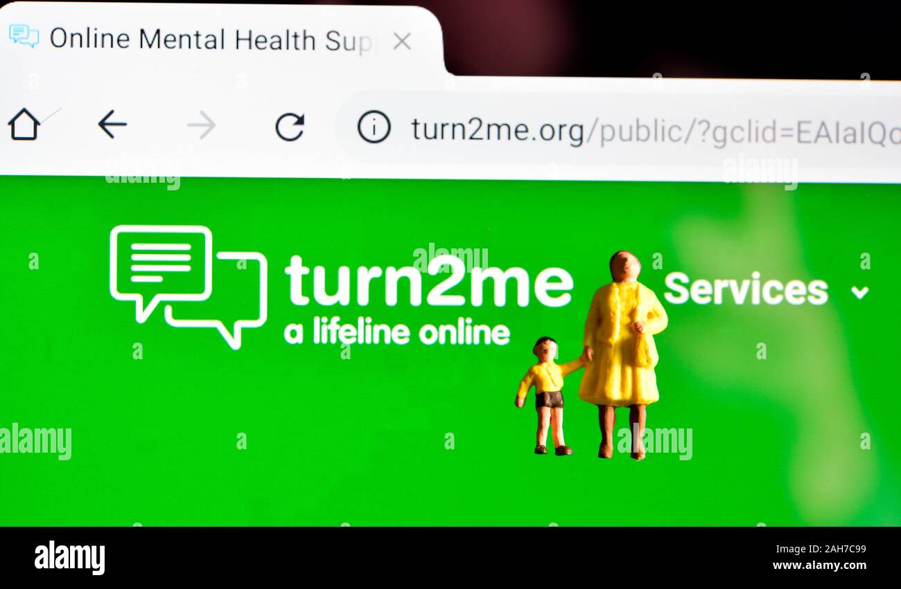 Turn 2 Me, on Mental Health Support Webseite Stockfoto