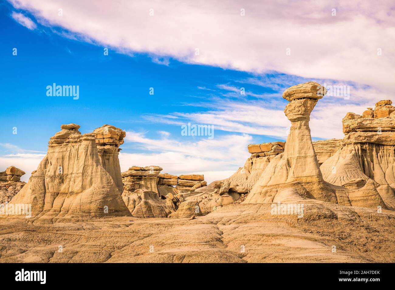 Bisti Badlands, New Mexico, USA hoodoo Felsformationen. Stockfoto